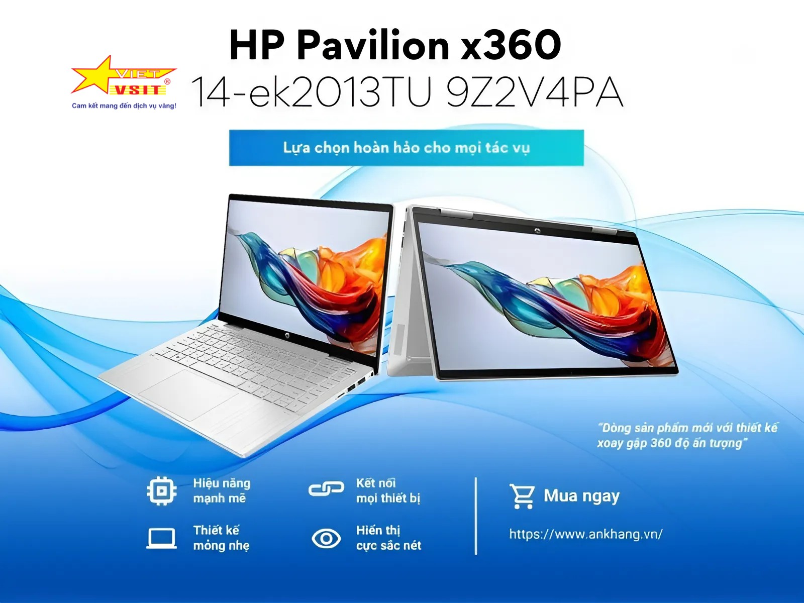 Laptop HP Pavilion X360 14-ek2013TU (9Z2V4PA) (Core 7 150U/16GB RAM/512GB SSD/14 FHD Cảm ứng/Bút/Win11/Bạc)