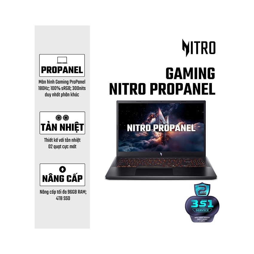 Laptop Acer Nitro Propanel ANV15-52-50RB (NH.QUASV.002) (Core 5 210H/16GB RAM/512GB SSD/RTX4050 6GB/15.6 inch FHD180Hz/Win11/Đen)